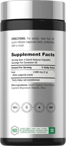Horbäach Beet Root Powder Capsules | 220 Pills | Herbal Extract | Non-GMO, Gluten Free Supplement