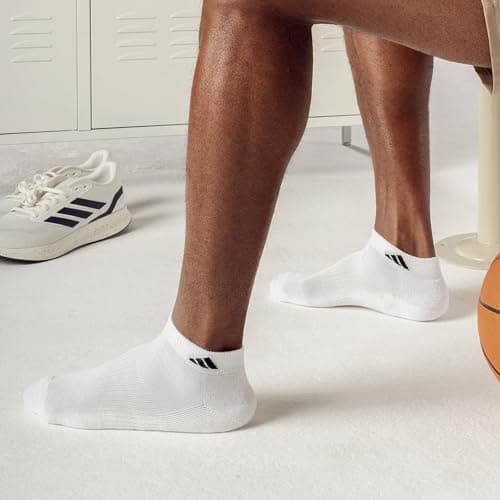 adidas Mens Athletic Cushioned Low Cut Ankle Socks (6 Pairs) Durable & Comfortable