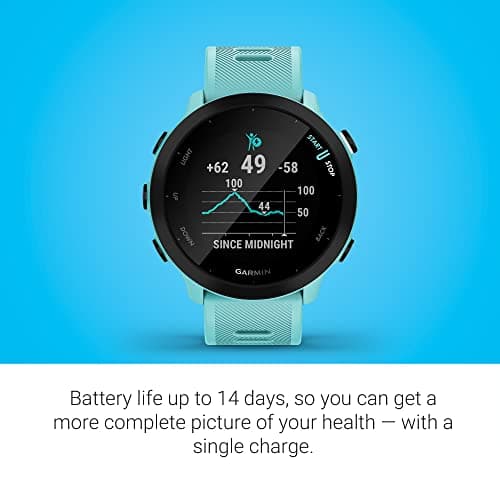 Garmin Forerunner 55, GPS Running Watch with Daily Suggested Workouts, Up to 2 Weeks of Battery Life, Aqua