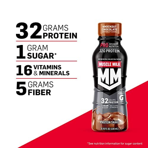 Muscle Milk Pro Series Protein Shake, Knockout Chocolate, 32g Protein, 11.16 Fl Oz (Pack of 12)