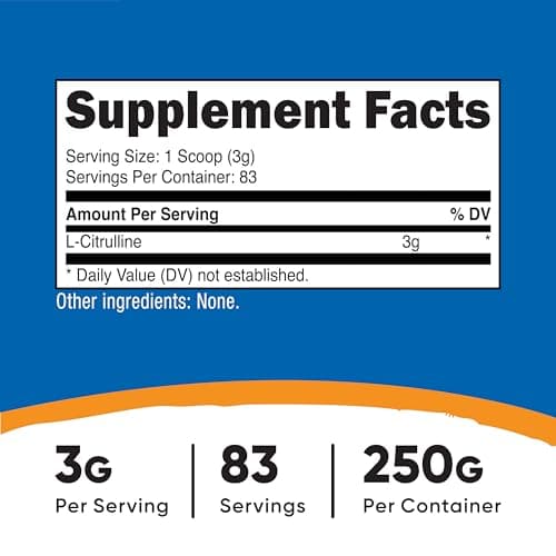 Nutricost Pure L-Citrulline (Base) Powder 250 Grams