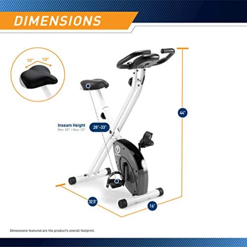 Marcy Foldable Exercise Bike with Adjustable Resistance for Cardio Workout and Strength Training NS-652