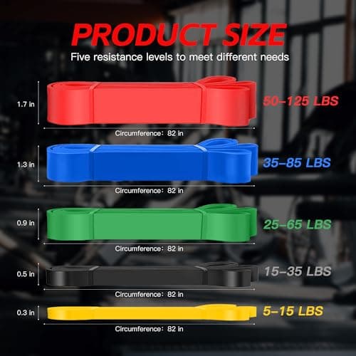 Pull Up Bands, Resistance Bands Set, Exercise Workout Bands for Men & Women, Ideal for Body Stretching, Physical Therapy and Muscle Training - Colorful