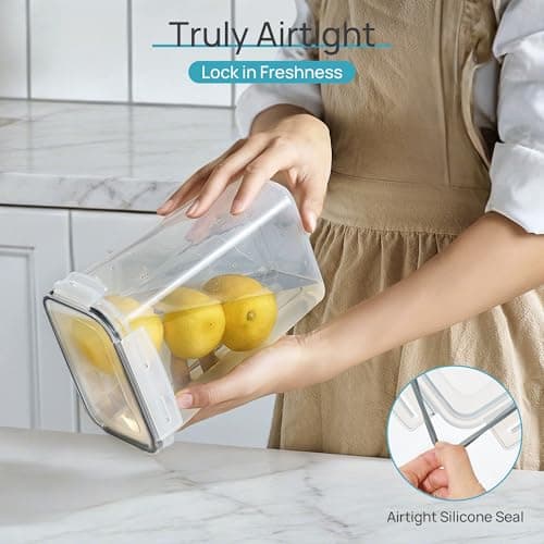 Airtight Food Storage Containers with Lids, Vtopmart 24 pcs Plastic Kitchen and Pantry Organization Canisters for Cereal, Dry Food, Flour and Sugar, BPA Free, Includes 24 Labels,Black