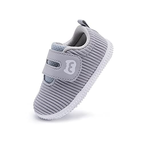BMCiTYBM Baby Shoes Girls Boys First Walking Sneakers Infant 6 9 12 18 24 Months Grey Size 12-18 Months Toddler