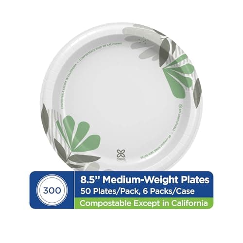 Dixie 8 1/2 Inch Medium-Weight Disposable Paper Plates, Pathways, 300 Count, Bulk Case, 6 Packs/50 Count Per Pack, (Georgia-Pacific #UX9P300)
