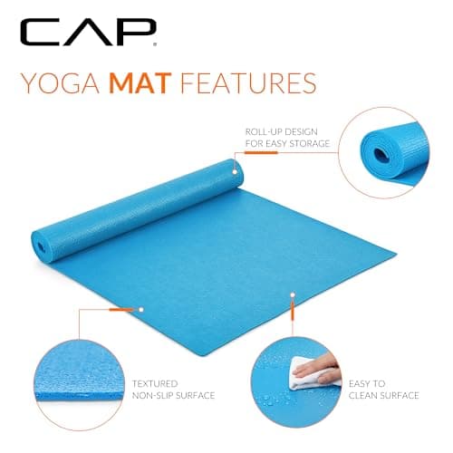 CAP Barbell HHY-CF004B Fitness Yoga Mat, Blue, Original version