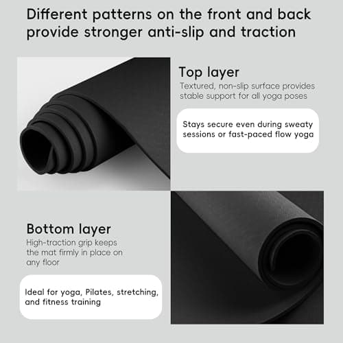 Wimwum Extra Wide Yoga Mat 72"x 32" - Non Slip TPE Exercise Mat for Home Workout, 6mm High-Density Large Yoga Mat for Men & Women, Eco Friendly Pilates & Fitness Floor Mat with Carry Strap, Black