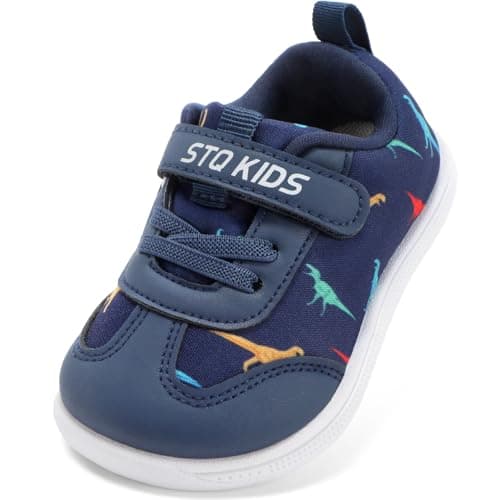STQ Toddler Boys Wide Toe Barefoot Walking Shoes Comfort Lightweight Breathable Tennis Gym Sneakers Navy Size 7