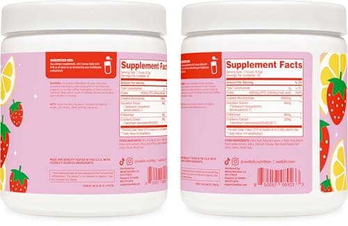Wellah Creatine for Women - Creatine Monohydrate with Dandelion & Cranberry Extract (50 Servings, Strawberry Lemonade)
