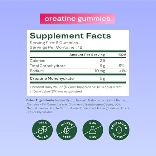Bloom Creatine Monohydrate Gummies, 5g Per Serving, Sugar Free Creatine Gummy for Workout, Strength, Cognitive Health & Lean Muscle Support, Gluten Free & Non GMO, Berry Boost, 36 Gummies, 12 SVG