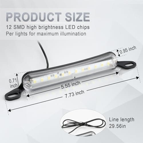 LivTee License Plate LED Light, Extremely Bright Assembly for Trailer UTV ATV Truck RV Boat, Xenon White(6000K)