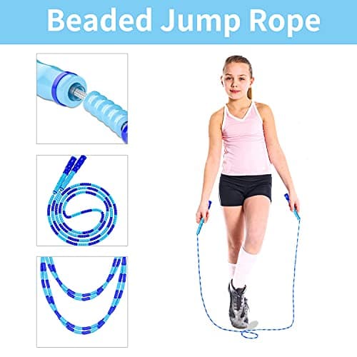 Leeboom Jump Rope, Adjustable Length Electronic cigarettes Tangle-Free Segmented Soft Beaded Skipping Rope, Fitness Jump Rope for Kids, Man, and Women Weight Loss 9.2 Feet