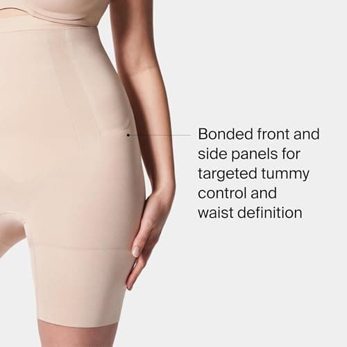 SPANX SPANXsculpt OnCore High-Waisted Mid-Thigh Short - Powerful Sculpting Shapwear for Women - Level 4 Compression - Core Control - Soft Nude - Medium - Standard
