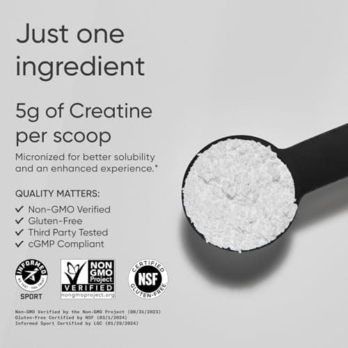 Sports Research Creatine Monohydrate - Gain Lean Muscle, Improve Performance and Strength and Support Workout Recovery* - 5 g Micronized Creatine - 17.64 oz