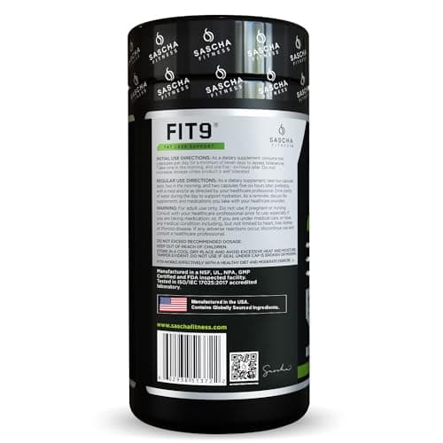 Sascha Fitness Fat Loss pills | Collagen support | Fluid Balance | FIT9 Ingredients: 7Keto + Uva Ursi, Gotu Kola, L-Theanine,Gingko Biloba,DIM,Green Tea | Weight Loss Supplements-Vegan-120 Natural Cap