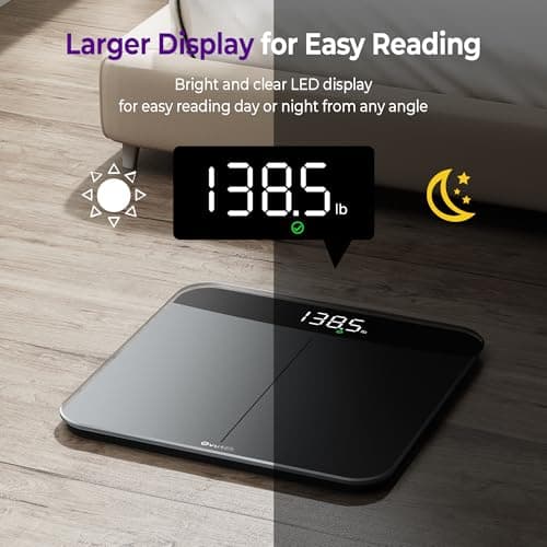 Ovutek Bathroom Scales Digital Weight, Topnotch Quality 450lb Weight Scale, Most Accurate to 0.05lb, Automatic Weighing Scale for Body Weight, Baby, Pet, Larger LED, Sturdy and Durable Base Machine