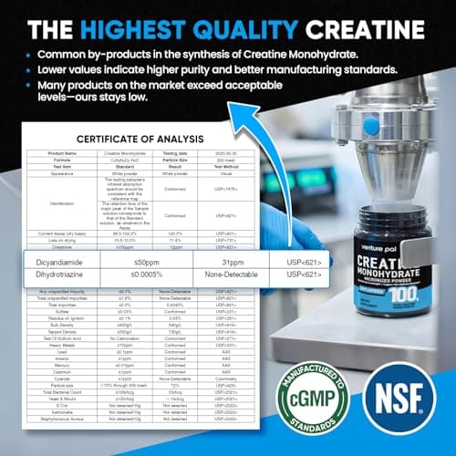 Venture Pal 100% Pure Micronized Creatine Monohydrate Powder, Unflavored Creatine for Women & Men, Vegan, Keto, Gluten Free, 5 g (5000mg) per Serving, Creatina Monohidratada en Polvo