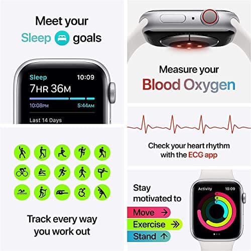 Apple Watch Series 6 (GPS + Cellular, 40mm) - Silver Aluminum Case with White Sport Band (Renewed)