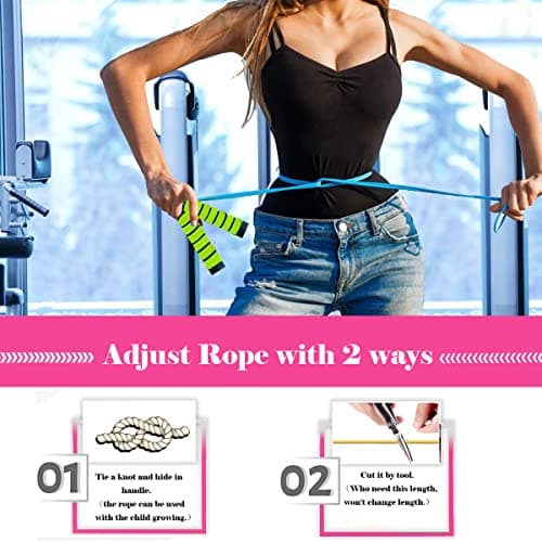 Ponydash Jump Rope for Kids, 2 Pack Kids Jumping Rope Lightweight &Adjustable &Durable jumping rope for Fitness-Speed Jump Rope for Women Men Youth, Foam Grips Handles for, Workout