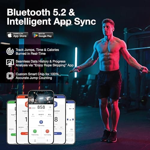 SaintCos Cordless Gravity Jump Rope, Smart Jump Rope with Counter for Gym, Fat Burning & Calorie Burn, APP Data Analysis, Home Workout Equipment for Women & Men (Black)