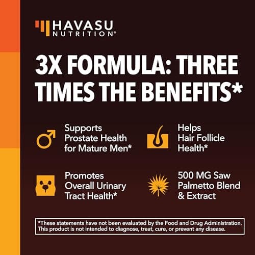 Saw Palmetto Supplement with Stinging Nettle and Pumpkin Seed Extract - Advanced 3X Formula - DHT Blocker Urinary Health and Prostate Support for Mens Health - Vegan, Non-GMO Capsules - 2 Month Supply