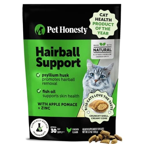 Cat Hairball Support Crunchy & Creamy Chews, Hairball Remedy Treats, Cat Furball Treatment, Supports Skin & Coat, Vitamins for Digestion, Chicken (30-Day Supply)