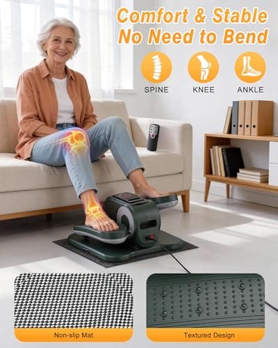 VIVURN-Upgraded Under Desk Elliptical 12 Speeds Forward & Reverse Manual & Auto Mode, Electric Leg Exerciser As Seen on TV for Seniors with Non-Slip Mat Quiet Smooth for Home Office, Gift for Mom Dad