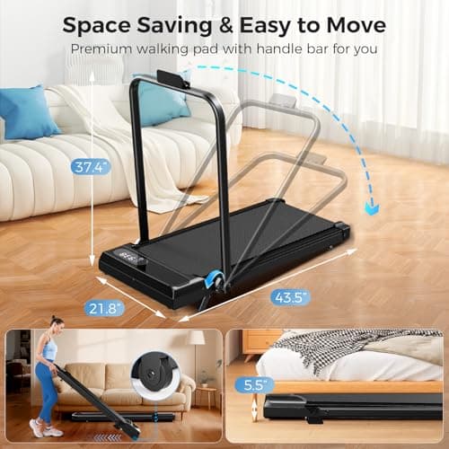 Walking Pad with Incline, 2.5HP Walking Pad Treadmill, 3 in 1 Portable Under Desk Treadmills for Home Small Space, Foldable Folding Home Treadmill with Remote Control, 350LBS Capacity