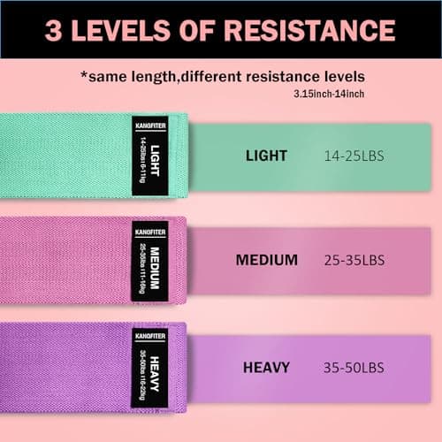 KANGFITER Non-Slip Fabric Resistance Bands for Working Out, Loop Exercise Bands for Booty Leg, Butt, Glute, Workout Bands with Tape Measure and Hair Ties for Home Gym Fitness, Yoga, Pilates