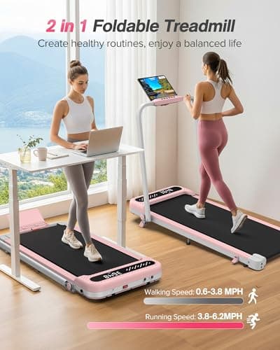 WELLFIT Foldable Treadmill with Incline, 350 LBS Capacity Walking Pad with Handle Bar, Portable Walking Pad Treadmills for Home, Under Desk Treadmill with App & Remote Control, Wide Belt, LED Display