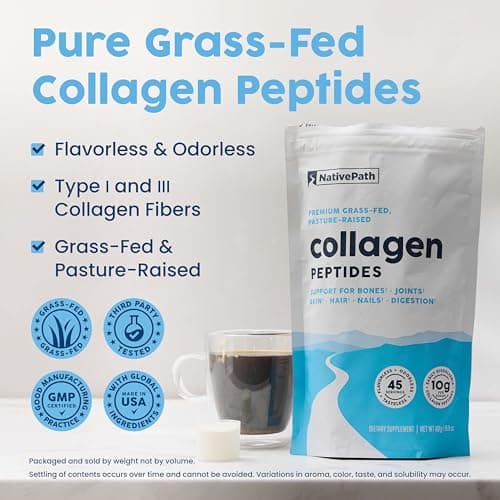 NativePath Collagen Peptides Protein - Hydrolyzed Type 1 & 3 Collagen Powder for Skin, Hair, Nails - 15.9 oz (45 Servings)
