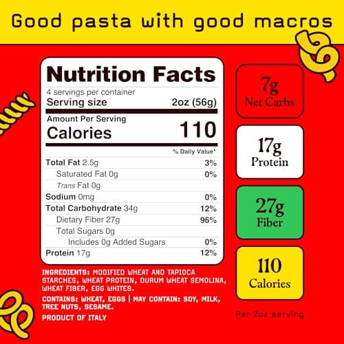 Low Carb, Protein Pasta Variety | Penne, Rotini, Elbow Macaroni with 17g Protein, 7g Carbs | Healthy, Keto Pasta Made in Italy | 3-Pack, 8oz - Pete’s Pasta
