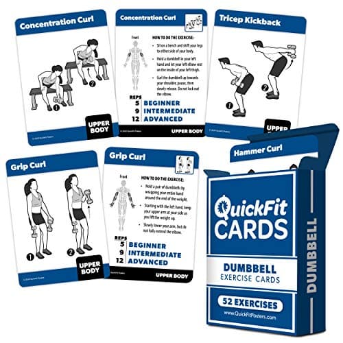 4 Pack: Dumbbell + Bodyweight + Kettlebell Workouts Poster Set + Dumbbell Exercise Playing Cards
