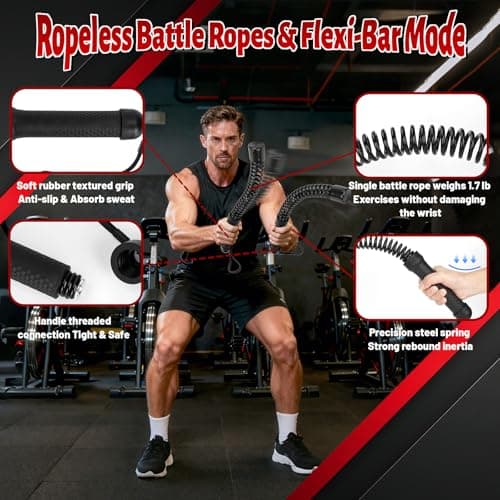 WKNNOXT Cordless Battle Ropes (2-Pack) Portable Workout Ropes for HIIT Workouts,Cardio & Muscle Training,Low-Impact Cardio Training,Home Gym Equipment for Men & Women(1.9LB x 2) (1.8LB*2)