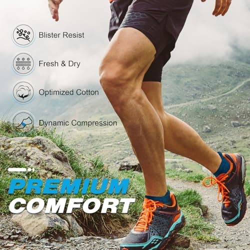 Cirorld Mens Ankle Running Socks, Athletic Cushioned Low Cut Moisture Wicking Cotton Short Sports Socks, 6 Pairs