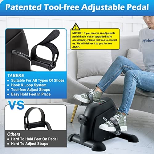 TABEKE Under Desk Bike Pedal Exerciser - Mini Exercise Bike for Arm/Leg Exercise, Pedal Exerciser for Seniors with LCD Display 26116 (Black)