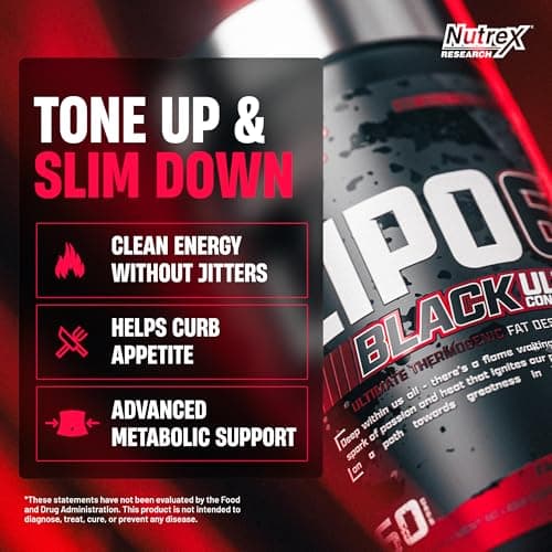 Nutrex Research Lipo-6 Black Ultra Concentrate | Thermogenic Energizing Fat Burner Supplement, Increase Weight Loss, Energy & Intense Focus |Capsule, 60Count
