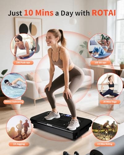 ROTAI Shake Plate Vibration Exercise Machine for Lymphatic Drainage Massager & Weight Loss, 400 lbs Capacity Whole Body Vibrating Plate Workout for Women and Men