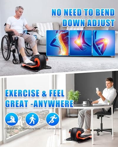 Putnen Under Desk Elliptical Machine, Electric Elliptical Leg Exerciser for Seniors with 12 Adjustable, Portable Quiet Elliptical Exercise Machine, Seated Pedal Exerciser with Remote Control (Orange)