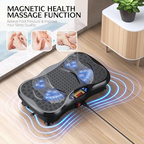 GMCXAX Vibration Plate Exercise Machine, Lymphatic Drainage Machine for Weight Loss, Lymphatic Drainage & Muscle Recovery, Multiple Speeds with Bluetooth & Remote, Max User Weight 330lbs, PureBlack