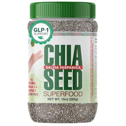 Sanar Naturals Chia Seeds, 10 oz | High Fiber, Omega 3, Plant Based Protein, Raw Black Chia Seeds, Vegan, Non GMO, Gluten Free, Superfood for Smoothies, Oatmeal, Baking, GLP-1 Support
