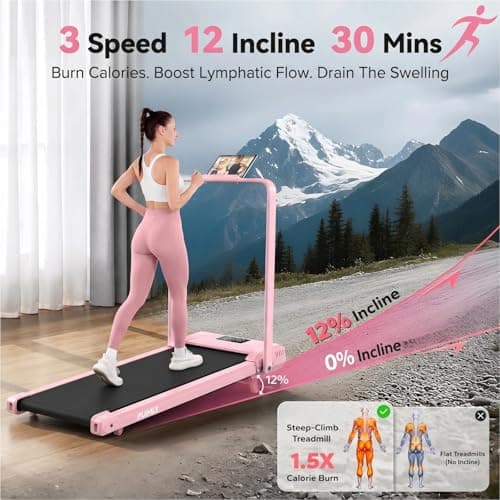 FUNMILY Foldable Walking Pad with Handle Bar, 4 in 1 Under Desk Treadmill, 2026Upgraded Smart Folding Treadmill for Home/Office, Ultra-Quiet