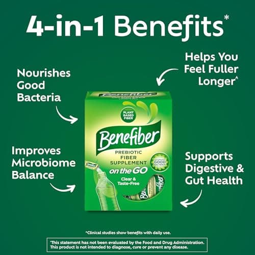 Benefiber On The Go Prebiotic Fiber Supplement Powder for Digestive Health, Daily Fiber, Unflavored - 28 Sticks (3.92 Ounces)