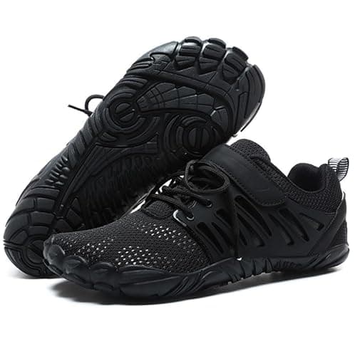 MIFAWA Barefoot Shoes Men Wide Toe Box Zero Drop Water Shoes Men for Gym Workout Minimalist Weightlifting Cross-Trainer Running Hike Grounded Footwear Black