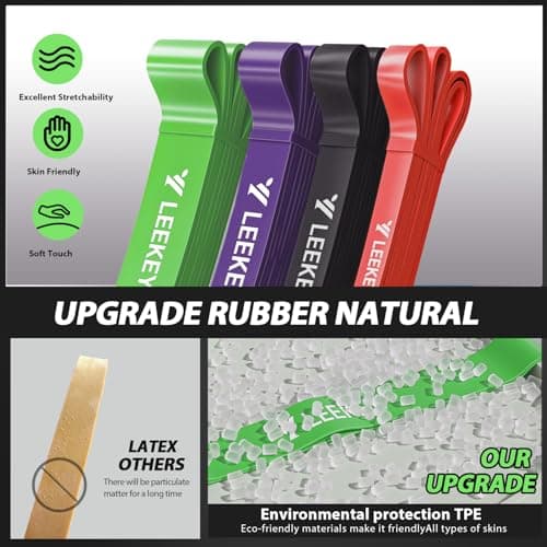 LEEKEY Resistance Bands for Working Out, Exercise Bands with Door Anchor,Pull Up Assistance Bands for Men and Women- Strength Bands for Fitness Training, Physical Therapy,Home Workouts