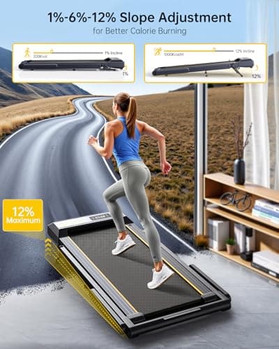 TOPUTURE Walking Pad Treadmill with 12% Incline and Handle Bar, 4 in 1 Folding Treadmill for Home/Office, Under Desk Treadmills Portable Walking Pad with App & Bluetooth Speaker, 0.6-10MPH