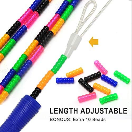 Coolrunner 16 FT Long Jump Rope(2 PACK), Double Dutch Jump Ropes, Soft Beaded Skipping for Kids Adults, Plastic Segmented Long Enough for 4-5 Jumpers(Rainbow) (Style 1) (Green) (Blue) (Blue) 