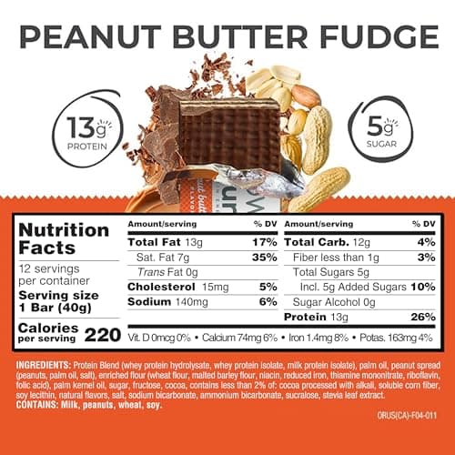 Power Crunch Protein Energy Bar, Peanut Butter Fudge 1.4oz, 12 Count