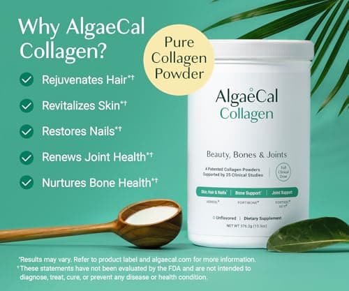 ALGAECAL Collagen Peptides Powder – Multi Collagen Peptides with VERISOL®, FORTIGEL®, UC-II®, FORTIBONE®, Hydrolyzed Collagen for Women & Men, Type 2 Collagen, 30 Servings (1 Pack)